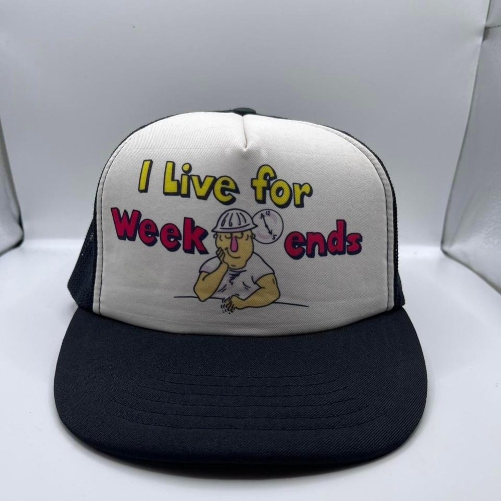 Vintage 80s I Live For Weekends Snapback Trucker Cap Hat‎